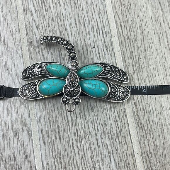 Large Turquoise & silver tone Dragonfly pendant and bangle watch. Lot of 2 - Picture 7 of 10